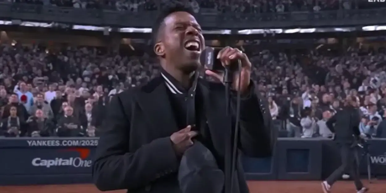 Video: Tony-Winner Leslie Odom, Jr. Performs the National Anthem At the World Series Game 3  Image