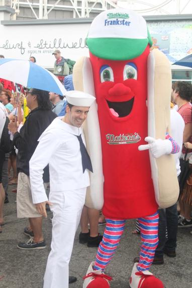 Pee Wee the Brooklyn Cyclones mascot photographed near Nathan's in