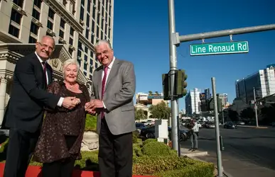 Photos Caesars Palace Las Vegas Honors French Singer Actress Line Renaud With Street Sign